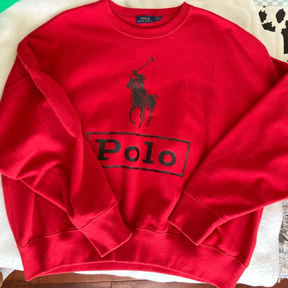 Ralph Lauren Red Polo Sweatshirt- Size L - Good Condition